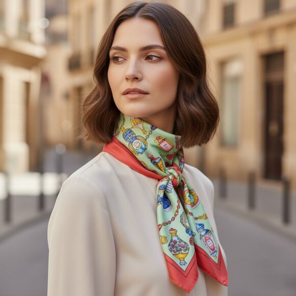 Vintage HERMES Carré 90 Scarf - Qu'importe Le Flacon Perfume Bottle Silk Scarf - Picture 2 of 10